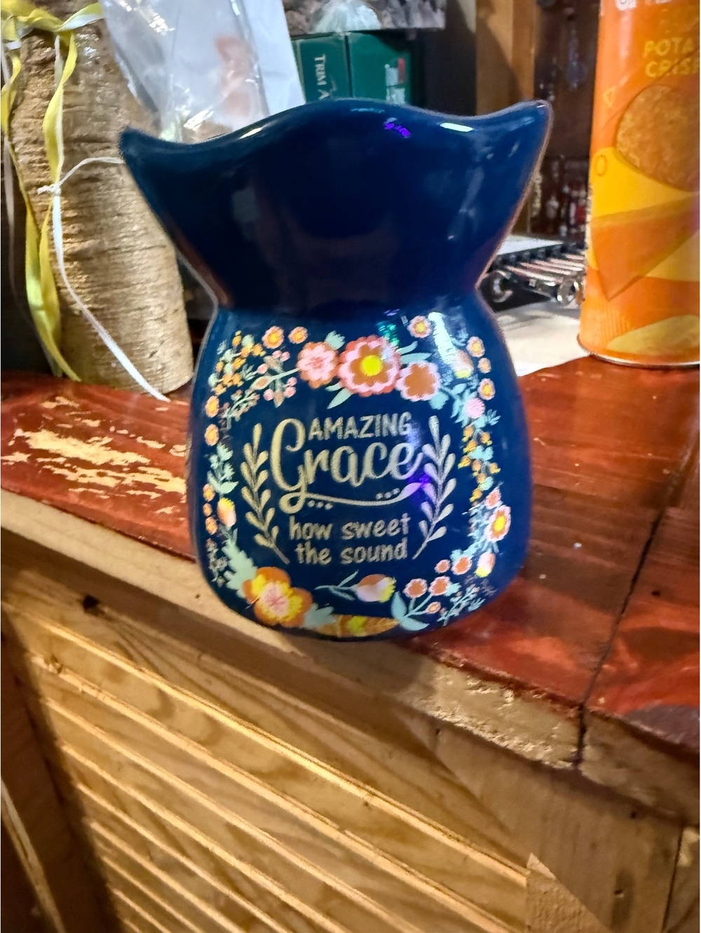 Gibson Home Blue Ceramic Mug and Oil Warmer Set